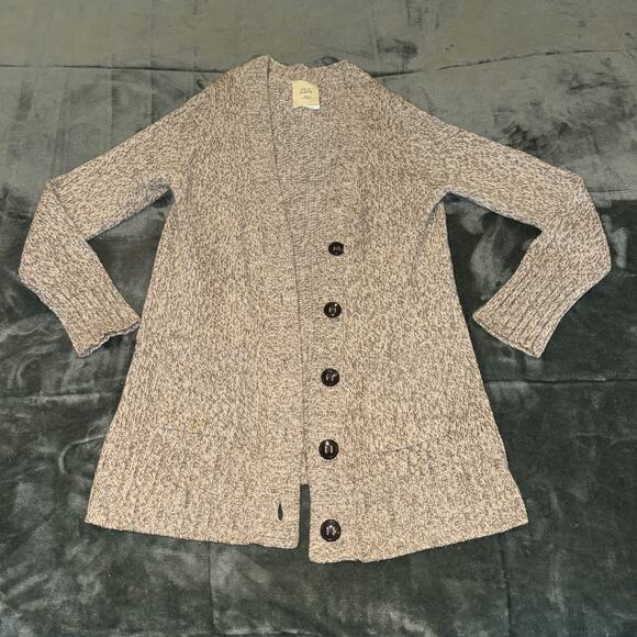 Y2K Old Navy Cardigan Sweater Womens XL Brown Beige Knitted Pockets Button Front - Picture 11 of 11
